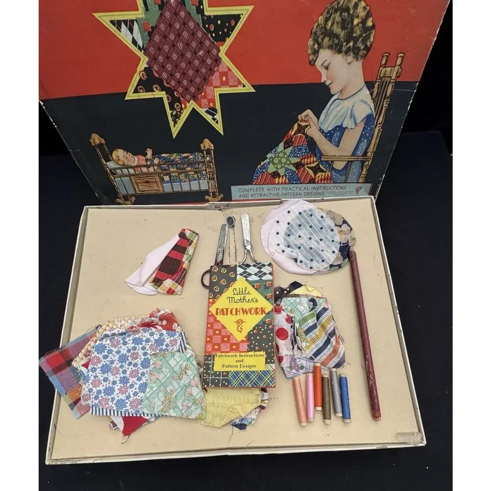 Rare Vtg 1920’s Little Mothers Patchwork Outfit Standard Toykraft Set Unused!